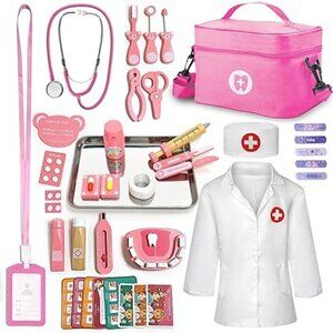 NEW Realistic Wooden Kids Dentist Play Toy Set for Kids Girls